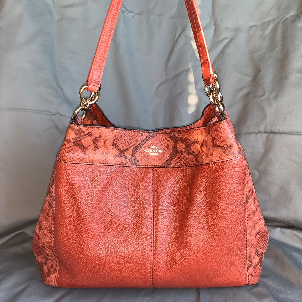 RARE Coach Lexy Python Embossed Sienna Leather